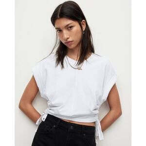 All Saints Mira Cinched Side Basic Boxy Tee In White